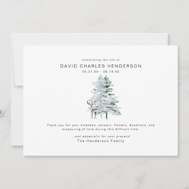 Woodland Deer Bereavement Funeral Thank You Card (Front)