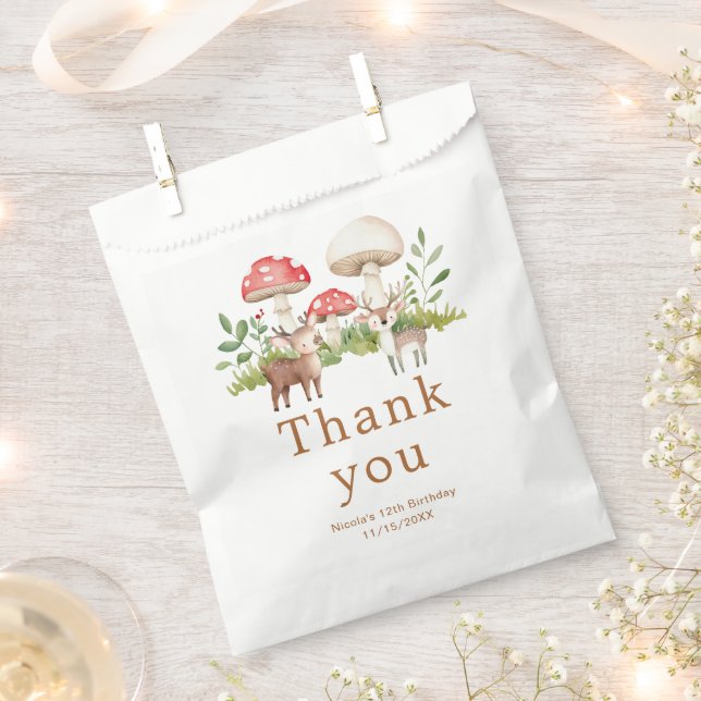 Woodland Deer Birthday Party Favour Bag (Clipped)