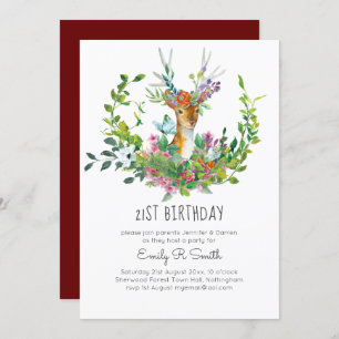 Woodland Deer Birthday Party Invitations