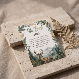 Woodland Deer Books for Baby Boy Shower Enclosure Card