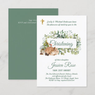 Woodland Deer Christening Invites Baptism 