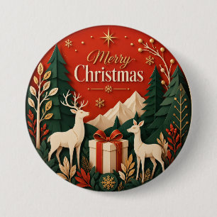 Woodland Deer Christmas Gift 3 Inch Round Button