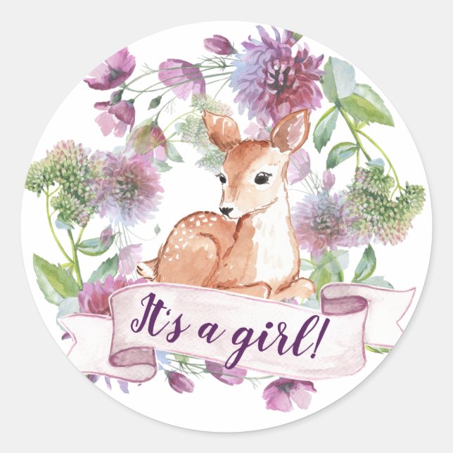Woodland Deer Classic Round Sticker (Front)