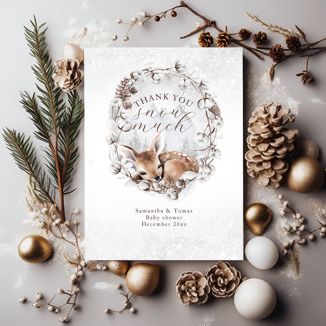 Woodland Deer Cold outside Winter Baby Shower Thank You Card (Creator Uploaded)
