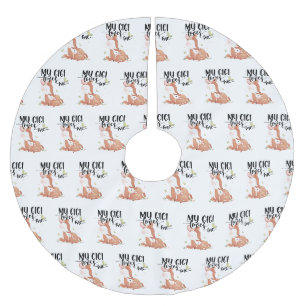 Woodland Deer Doe and Baby Fawn My Gigi Loves Me Brushed Polyester Tree Skirt