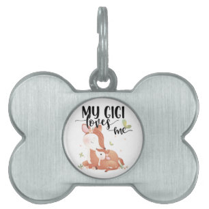 Woodland Deer Doe and Baby Fawn My Gigi Loves Me Pet ID Tag