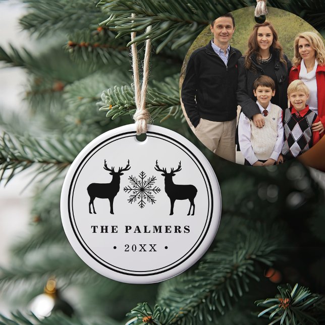 Woodland Deer Double-Sided Photo Ceramic Ornament (Creator Uploaded)