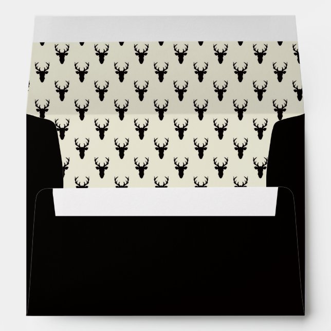Woodland Deer Envelope, Antlers, Red, Black, Ivory Envelope (Back (Bottom))