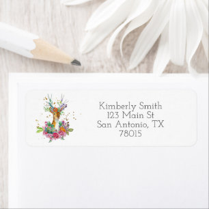 Woodland Deer Floral Return Address