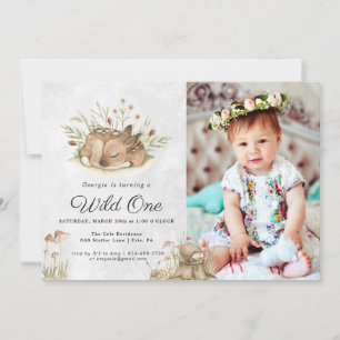 Woodland Deer   Forest Birthday Party Invitation