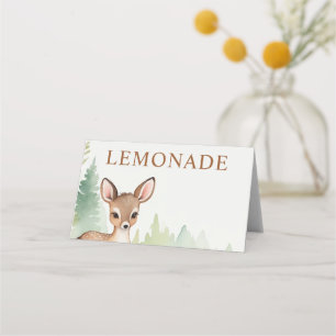 Woodland Deer Forest Neutral Baby Shower Lemonade Place Card