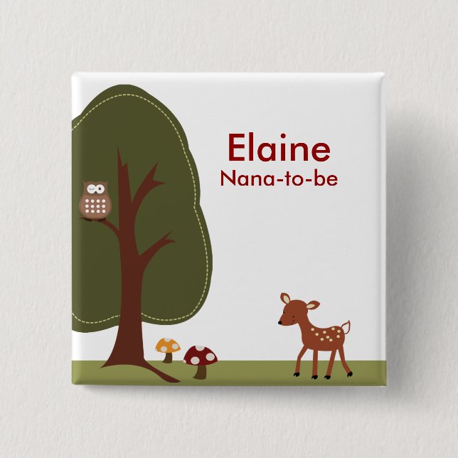 WOODLAND DEER FOREST Personalized Button (Front)