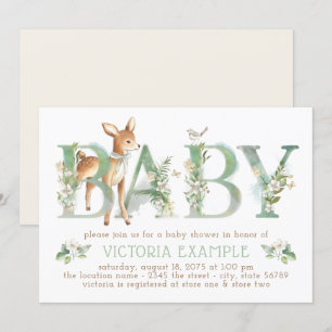 Woodland Deer Gender Neutral Baby Shower Invitation