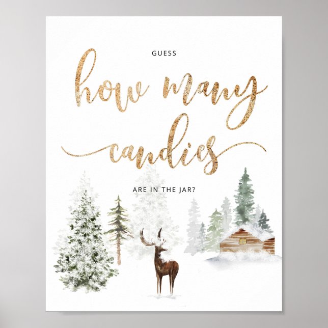 Woodland deer Guess how many candies Poster (Front)