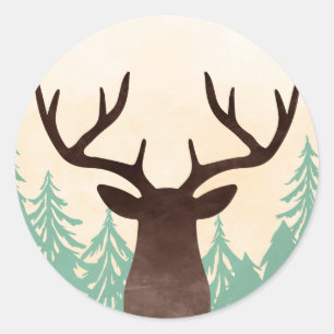 Woodland Deer Mint Green Brown Envelope Seals