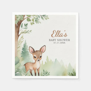 Woodland Deer Neutral Baby Shower Party Napkin
