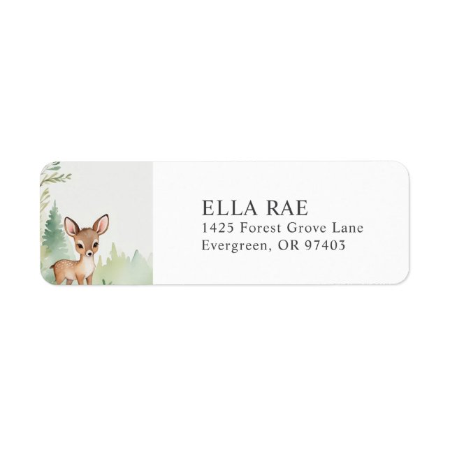 Woodland Deer Neutral Baby Shower Return Address (Front)
