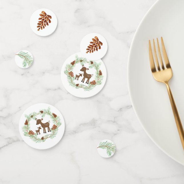 Woodland Deer Pine Cone Tree Baby Shower Confetti (Group)