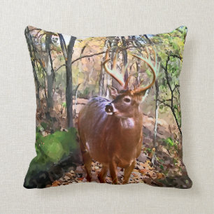 Woodland Deer Square Throw Pillow