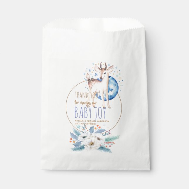 Woodland Deer Twinkle Star Thank You Baby Shower Favour Bag (Front)