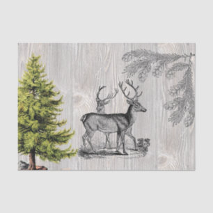 Woodland Deer Vintage Rustic Wood Tissue Paper