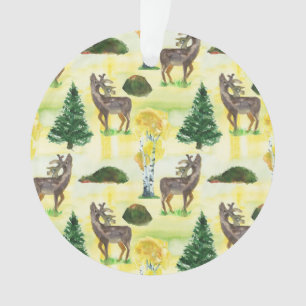 Woodland deer Watercolor Ornament