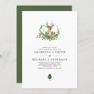 Woodland Deer WEDDING Invitation Watercolor