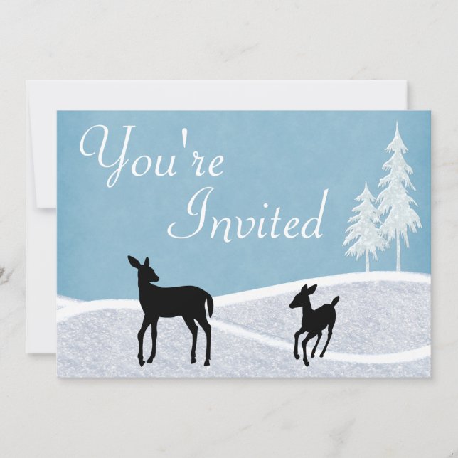 Woodland Deer Winter Baby Shower Invitation (Front)