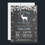 Woodland Deer Winter Boy Baby Shower Invitation<br><div class="desc">Woodland Deer Winter Boy Baby Shower Invitation. White Snowflake. Boy Baby Shower Invitation. Blue Winter Holiday Baby Shower Invite. Chalkboard Background. Black and White. For further customization,  please click the "Customize it" button and use our design tool to modify this template.</div>