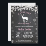 Woodland Deer Winter Girl Baby Shower Invitation<br><div class="desc">Woodland Deer Winter Girl Baby Shower Invitation. White Snowflake. Boy Baby Shower Invitation. Pink Winter Holiday Baby Shower Invite. Chalkboard Background. Black and White. For further customization,  please click the "Customize it" button and use our design tool to modify this template.</div>