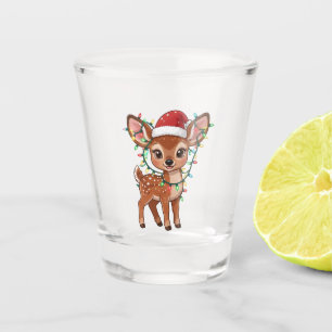 Woodland Deer Wrapped in Christmas Lights   Shot Glass