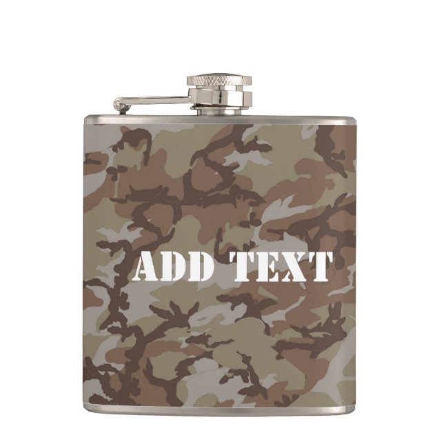 Woodland Desert Military Camouflage Hip Flask (Front)