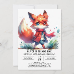 Woodland Editable Fox Birthday Invitation
