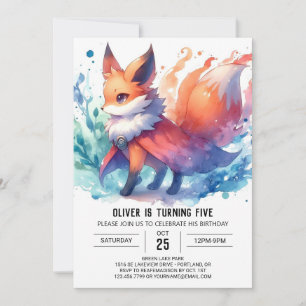 Woodland Editable Fox Birthday Invitation