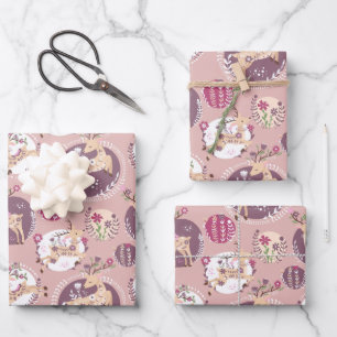 Woodland Elegance: Deer and Fawn Fantasy Wrapping Paper Sheet
