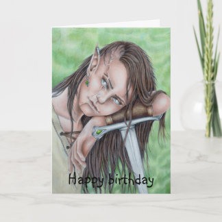 Woodland Elf, Elven Warrior Birthday  Card