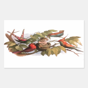 Woodland Elf in Nest: Antique Bird Sprite Fairy Sticker