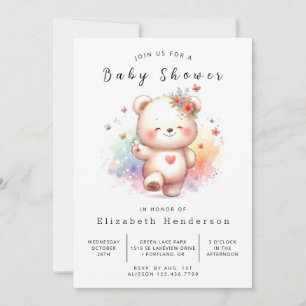 Woodland Enchanted Bear Baby Shower Invitation