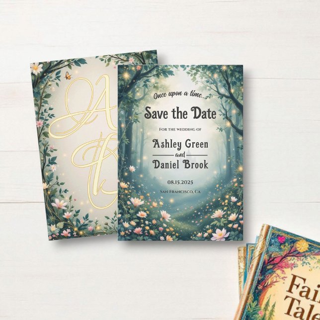 Woodland Enchanted Forest Fairytale Wedding Save The Date (Creator Uploaded)