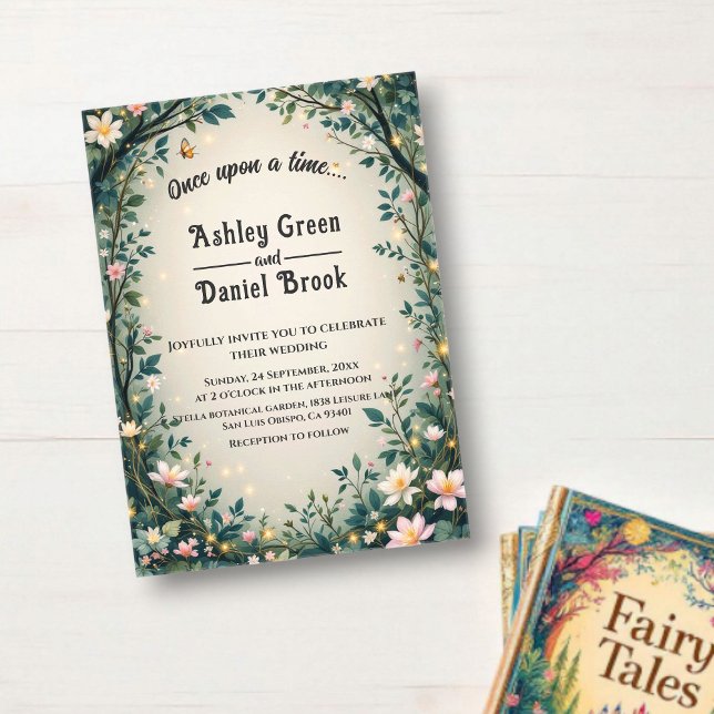 Woodland Enchanted Forest Floral Fairytale Wedding Acrylic Invitations (Creator Uploaded)