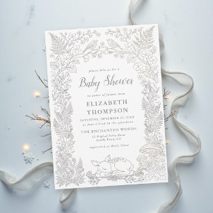 Woodland Enchanted Storybook Winter Baby Shower Invitation