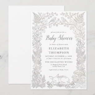 Woodland Enchanted Storybook Winter Baby Shower Invitation