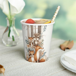 Woodland Enchantment Themed baby shower paper cups