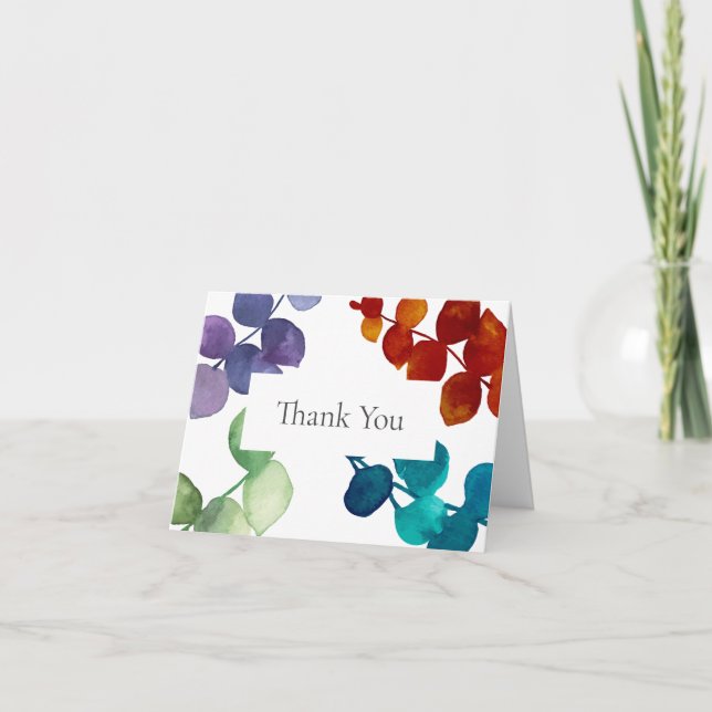 Woodland Eucalyptus Leaves Thank You Card (Front)