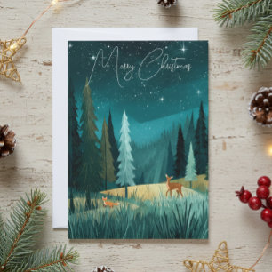 Woodland Evergreen Forest Holiday Scene Card