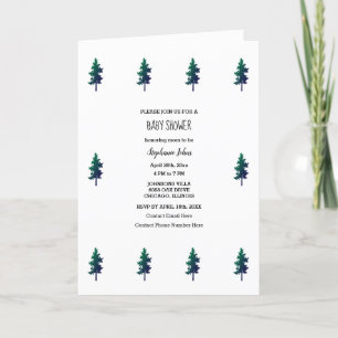 Woodland Evergreen Trees Boho Baby Shower Boy Girl Invitation