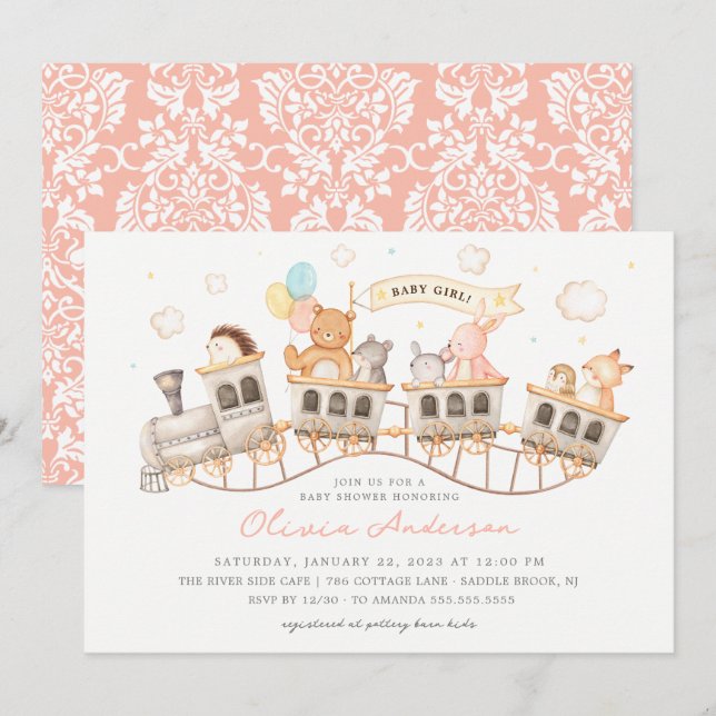 Woodland Express Baby Shower Invitation (Front/Back)