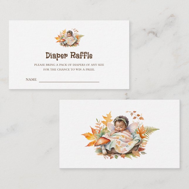 Woodland Fairy  Baby Shower Diaper Raffle Tickets Enclosure Card (Front/Back)