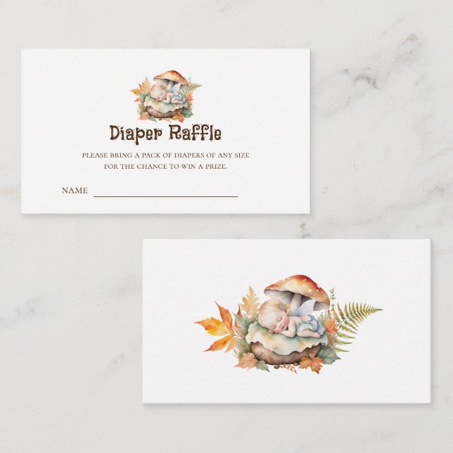 Woodland Fairy  Baby Shower Diaper Raffle Tickets Enclosure Card (Front/Back)