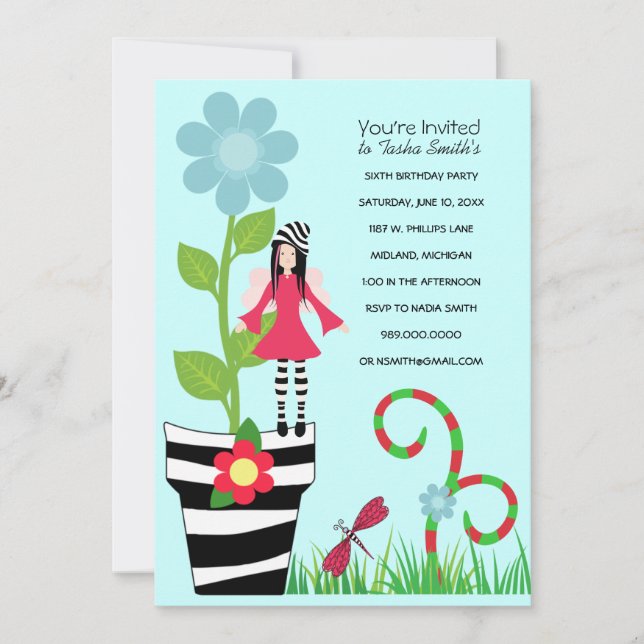 Woodland Fairy Birthday Party Invitations (Front)